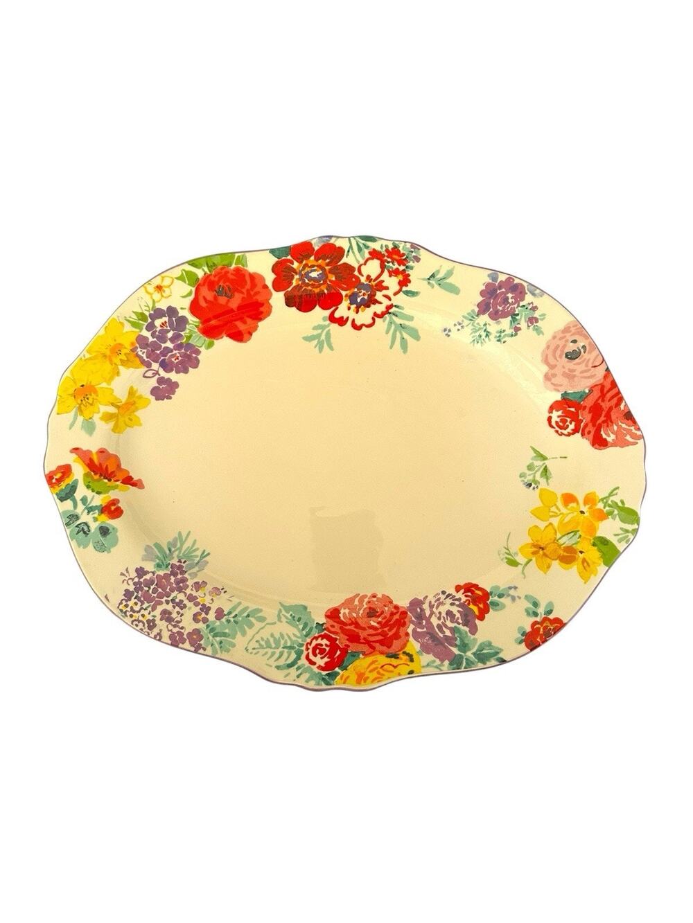 Pioneer Woman Garden Meadows 14” Wide Stoneware Serve Platter QVC HTF